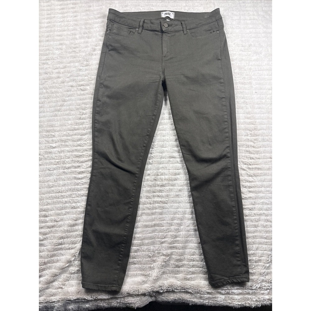 Paige Verdugo Ankle Skinny Jeans Womens 32 Dark Moss Green